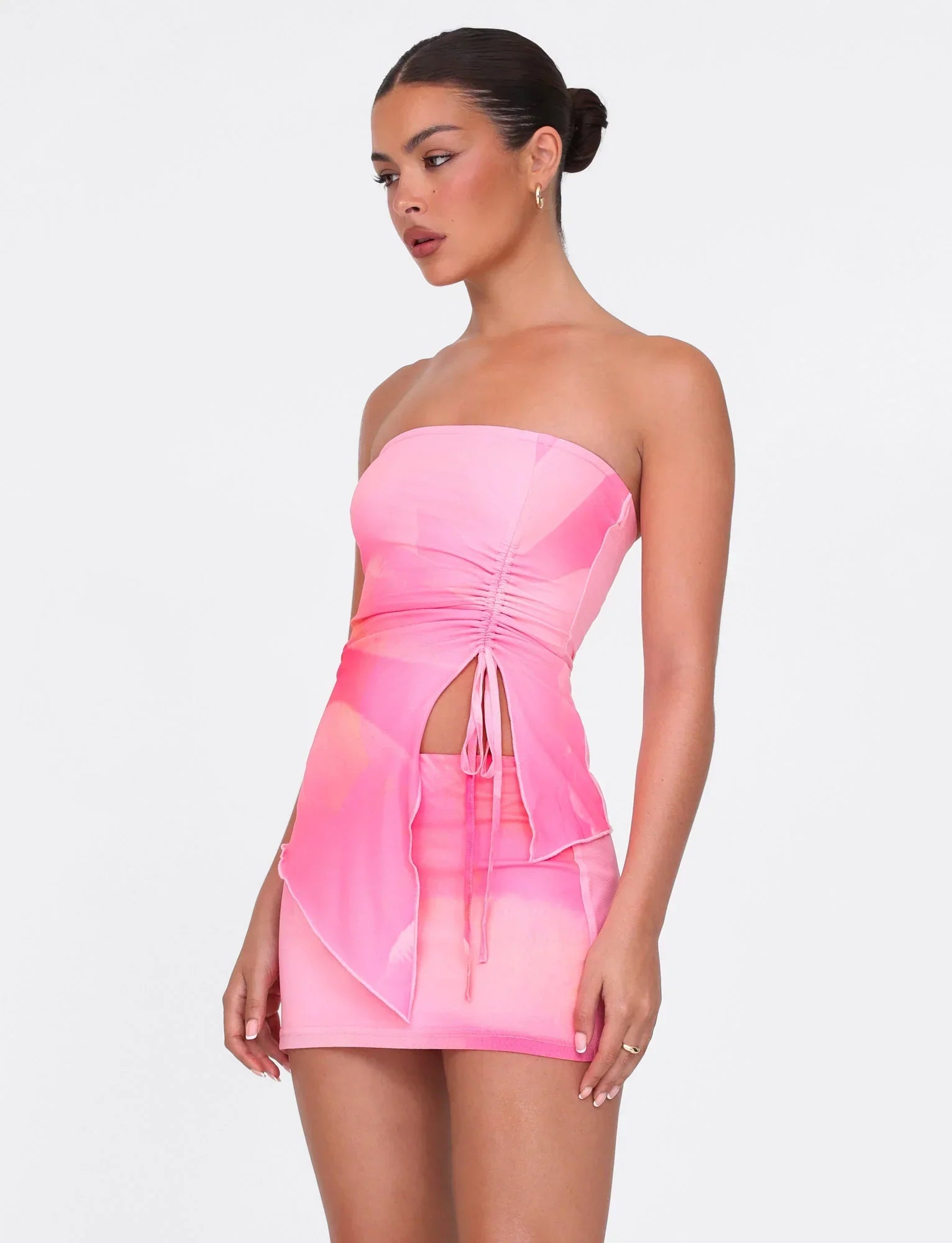 SARIAH MINI SKIRT PINK MACRO FLORAL PINK BLOSSOM