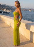 Iconic Heat Strapless Cut Out Maxi Dress Lime Green