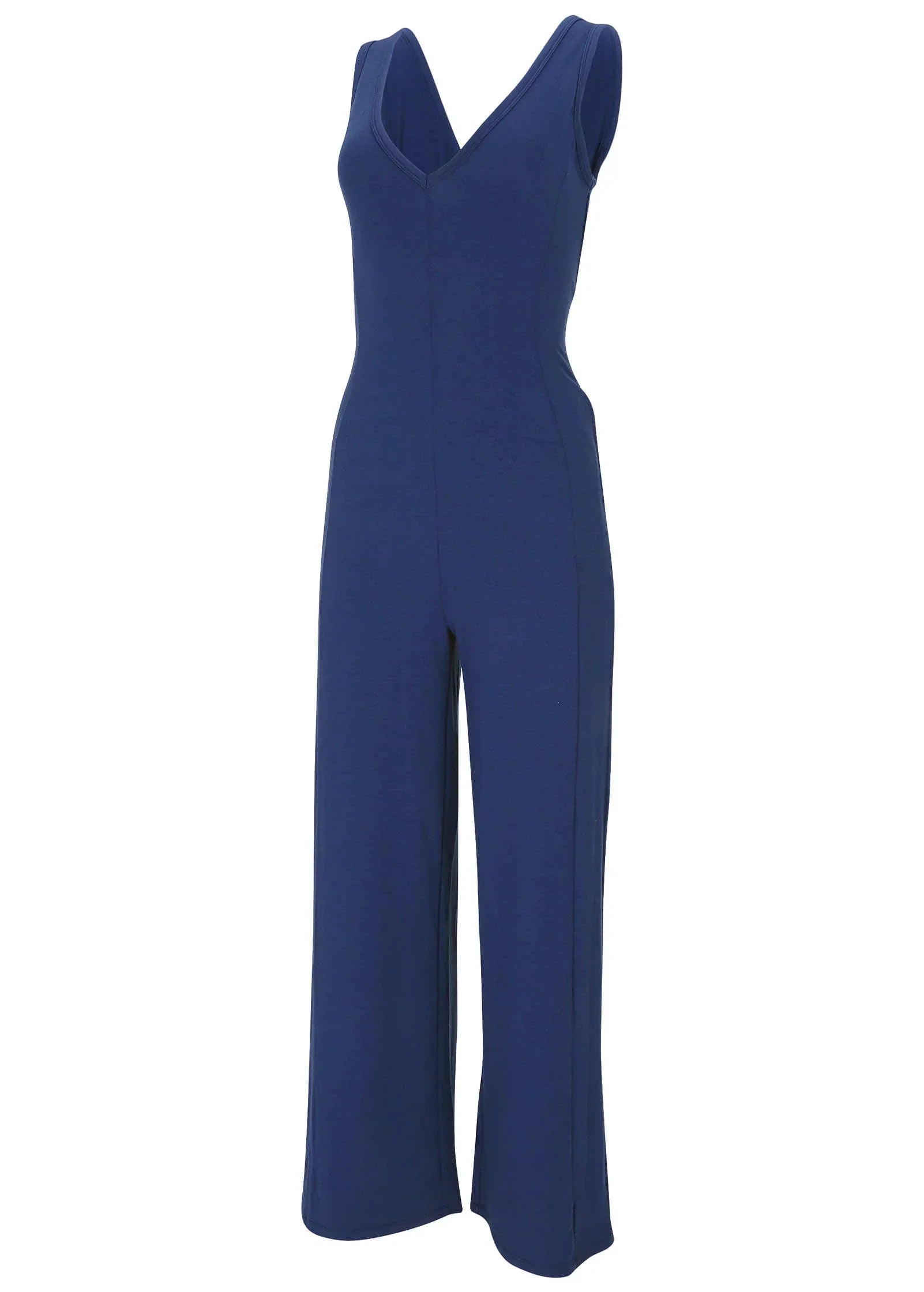 Relaxed V Neck Jumpsuit Dark Blue