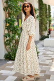Thalia Neutral Floral Smocked Top Dress SALE