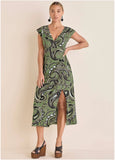Linen V Neck Maxi Dress Large Splendid Paisley