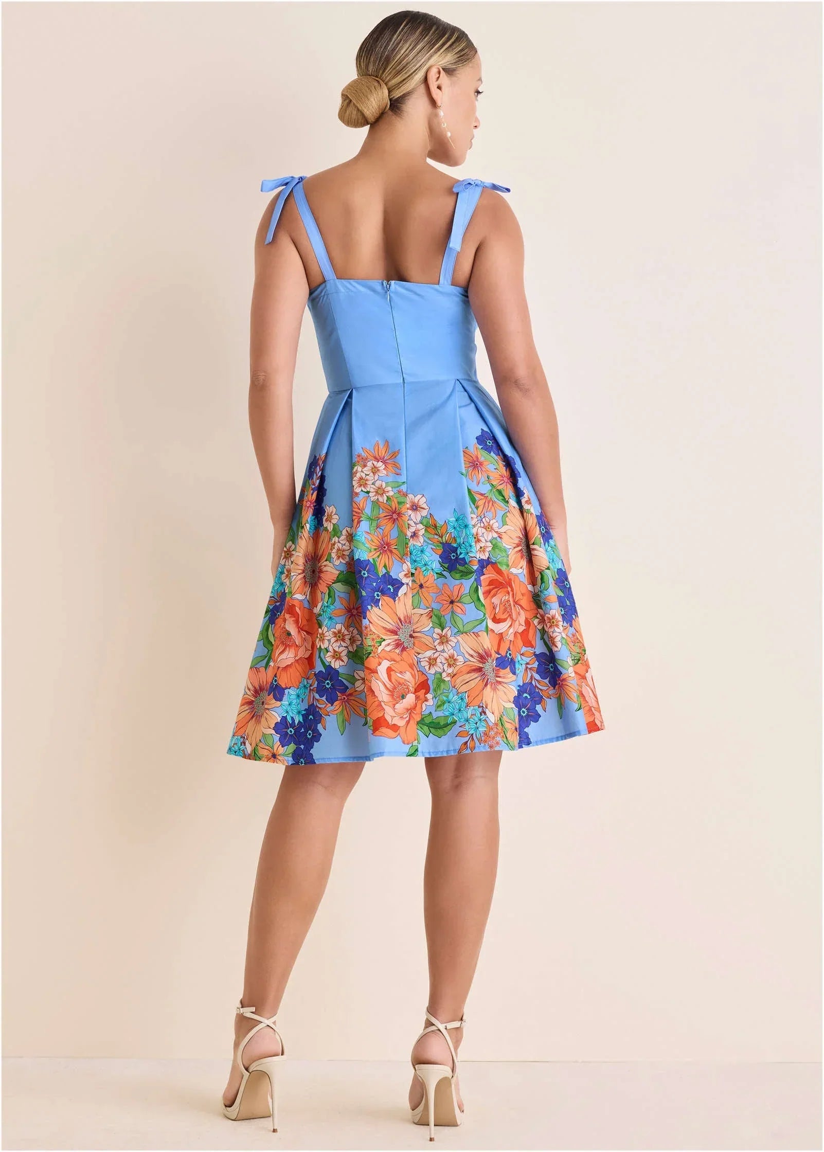 A Line Poplin Dress Voyage Bouquet Border Floral