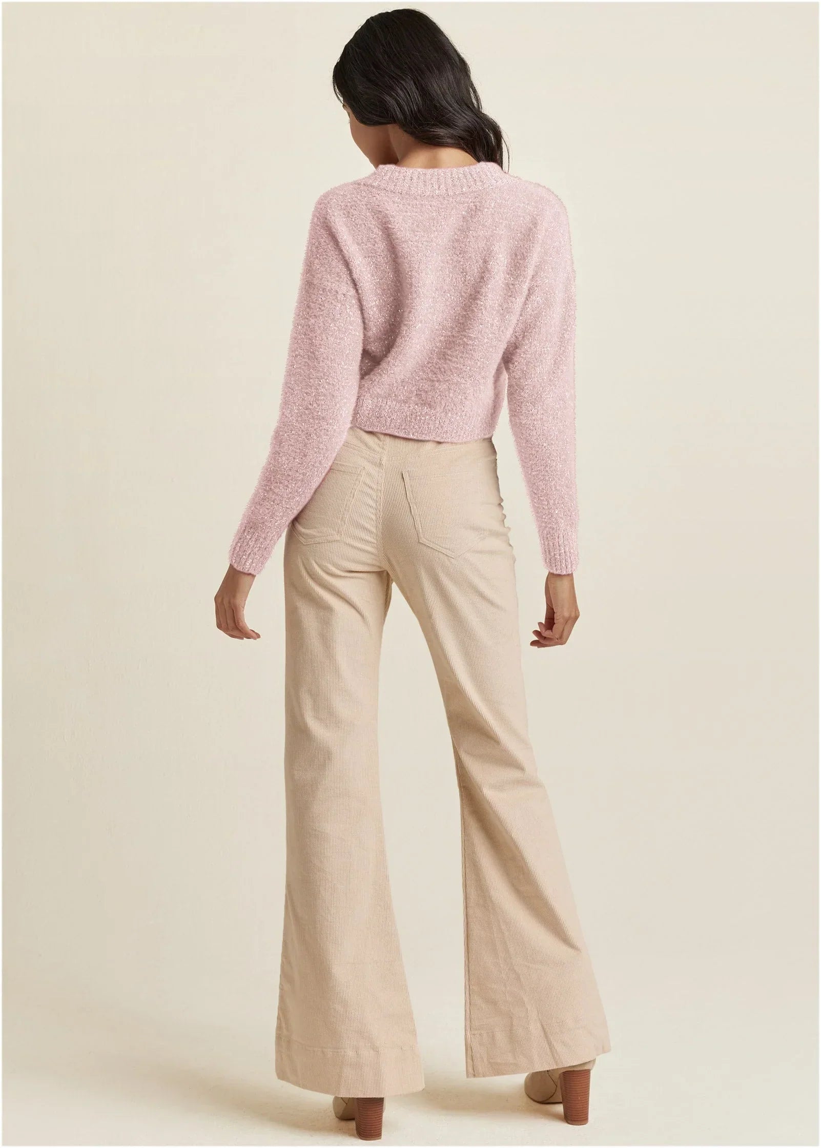 V Neck Sweater Pink Multi