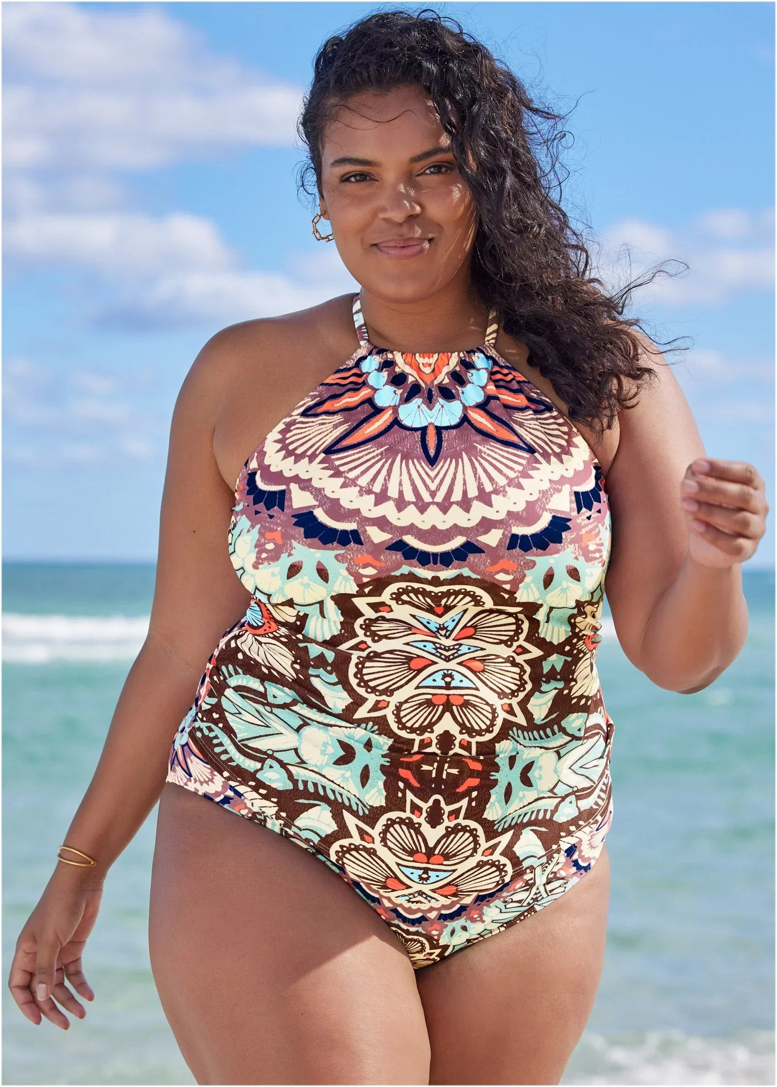 Hanky Hem High Neck Tankini Top Summer Sands