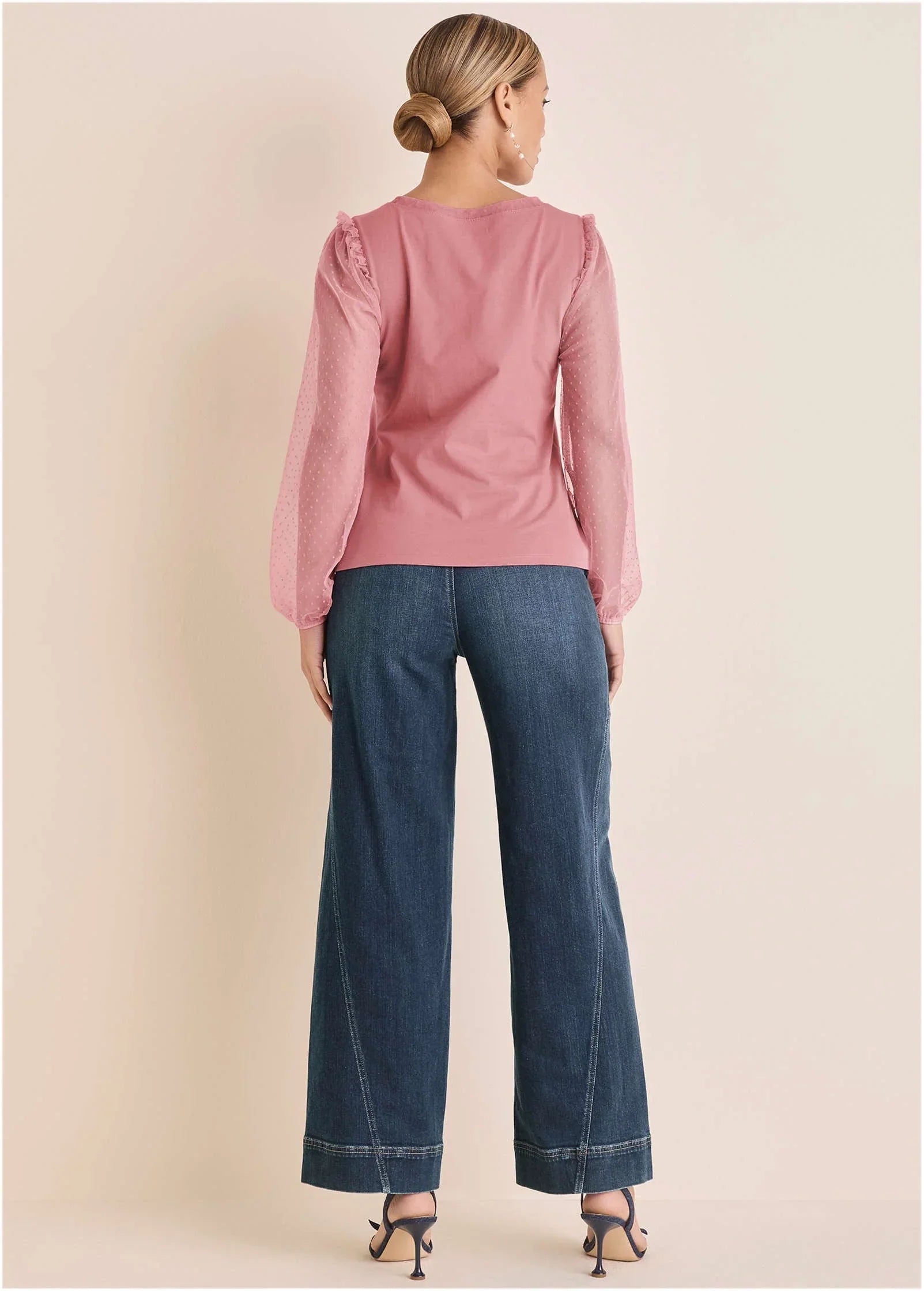 Dot Mesh Sleeve Top Polignac