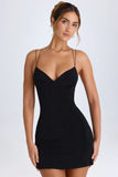 Strap Detail Halterneck Mini Dress in Black