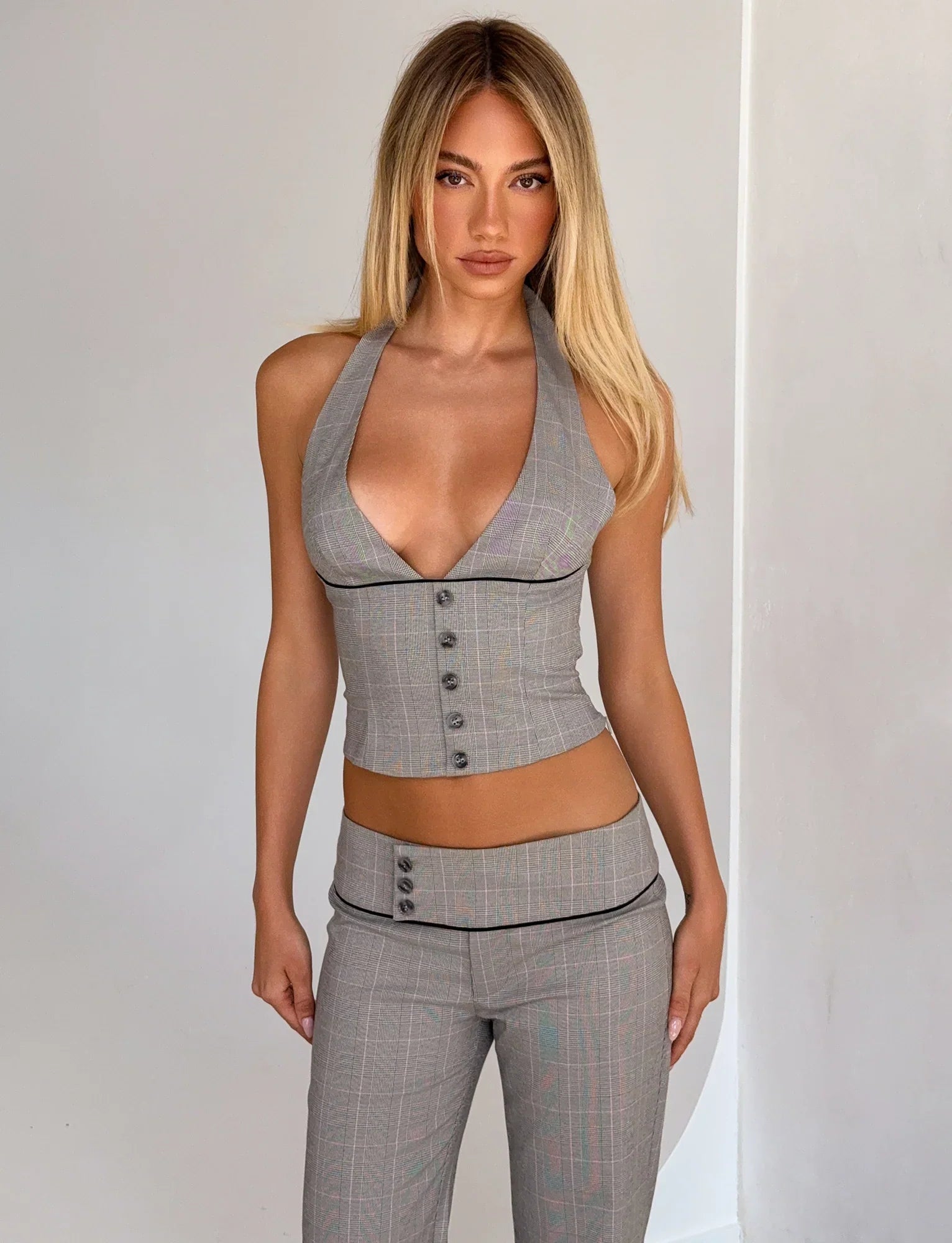 TERESIA TOP GREY CHECK