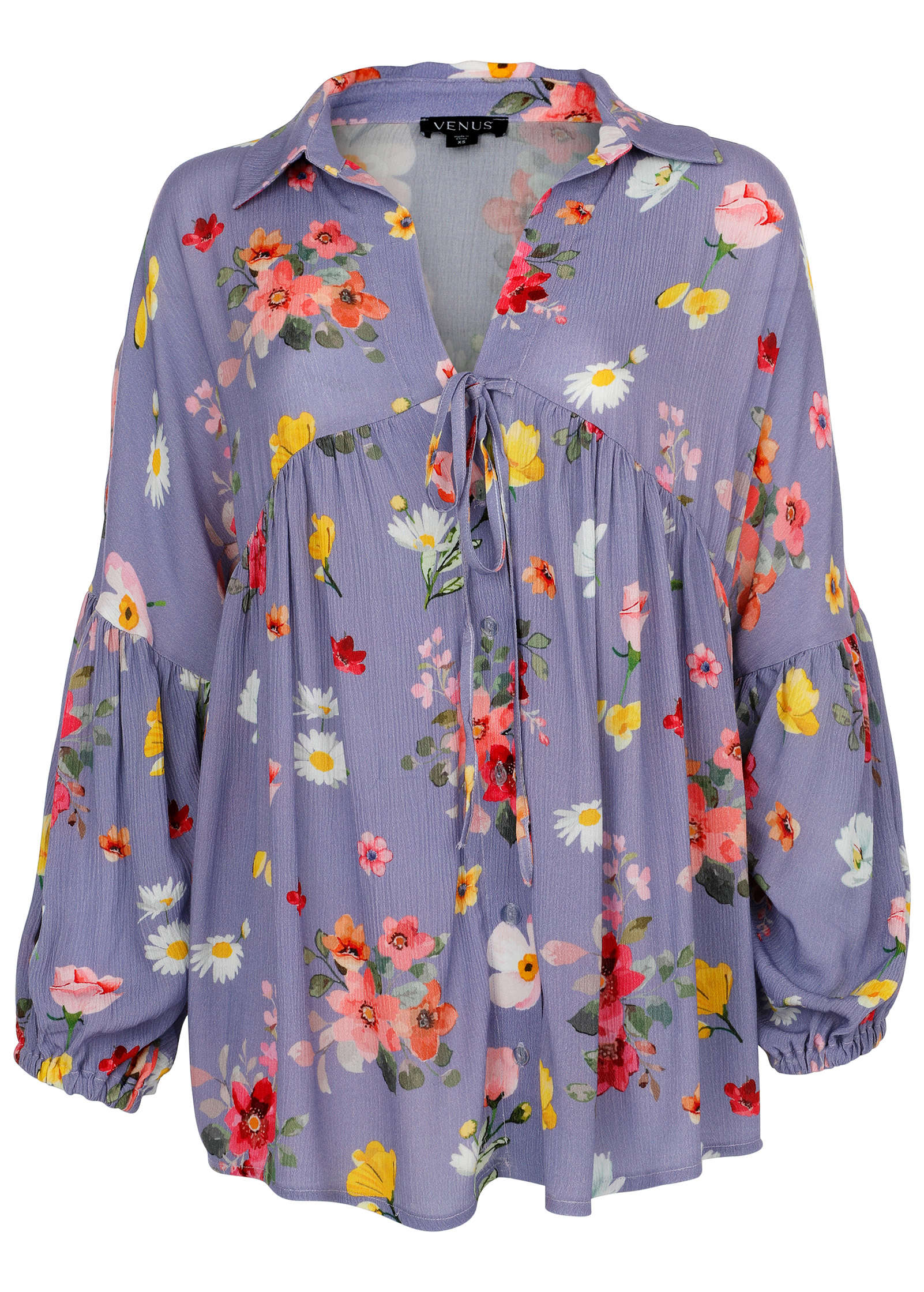 Woven Tunic Top Blue Multi