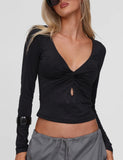 SAFFIRA LONG SLEEVE TOP BLACK