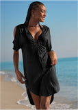 Ring Front Dolman Cover Up Black Beauty