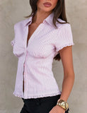 VALERIE SHORT SLEEVE SHIRT PINK STRIPE