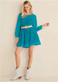 Sheer Beauty Mini Dress Teal