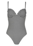 Gingham Bermuda Swimsuit Black White