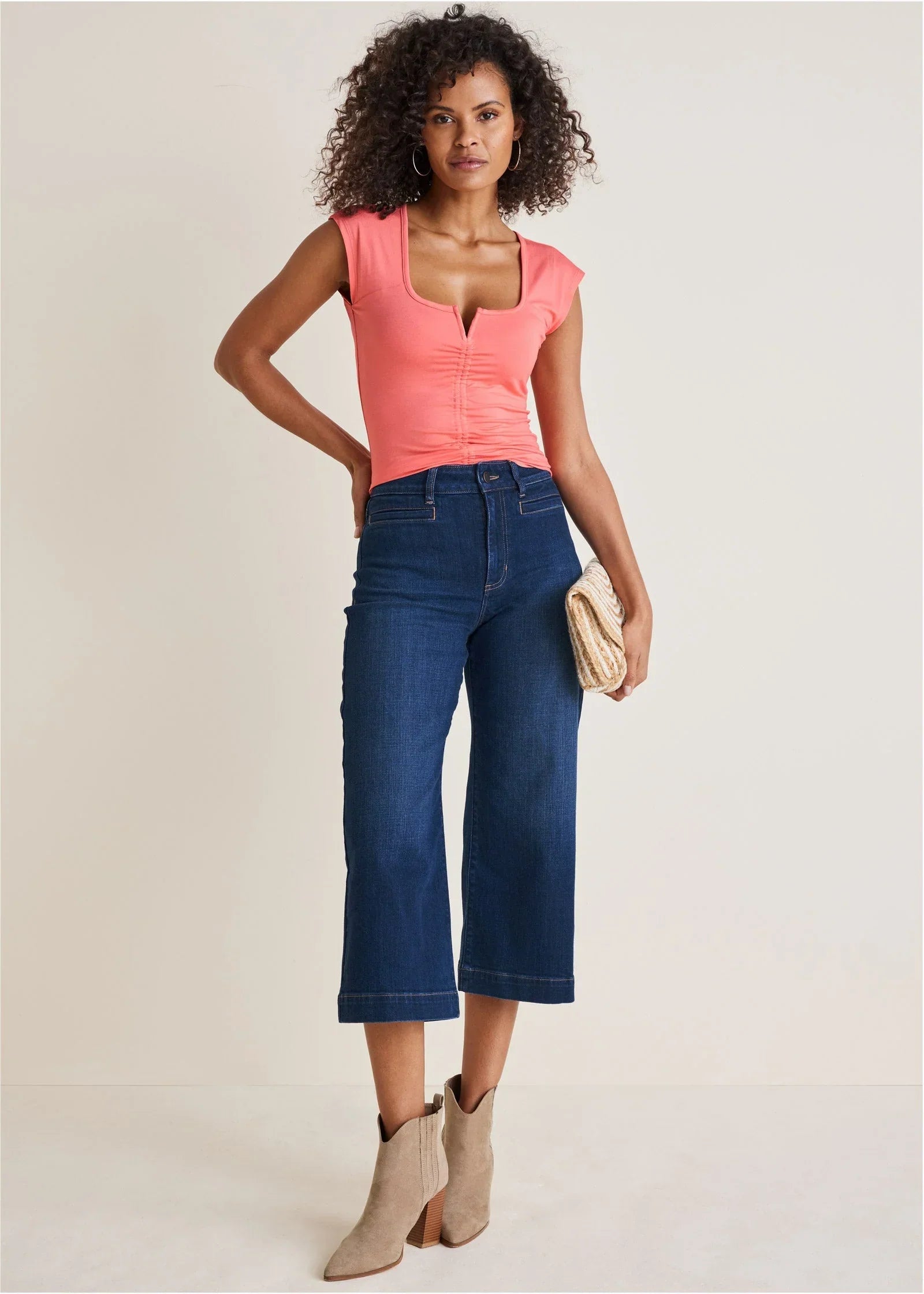 Sophia Wide Leg Crop Jeans Dark Wash