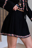 Celeste Black Floral Border Skirt