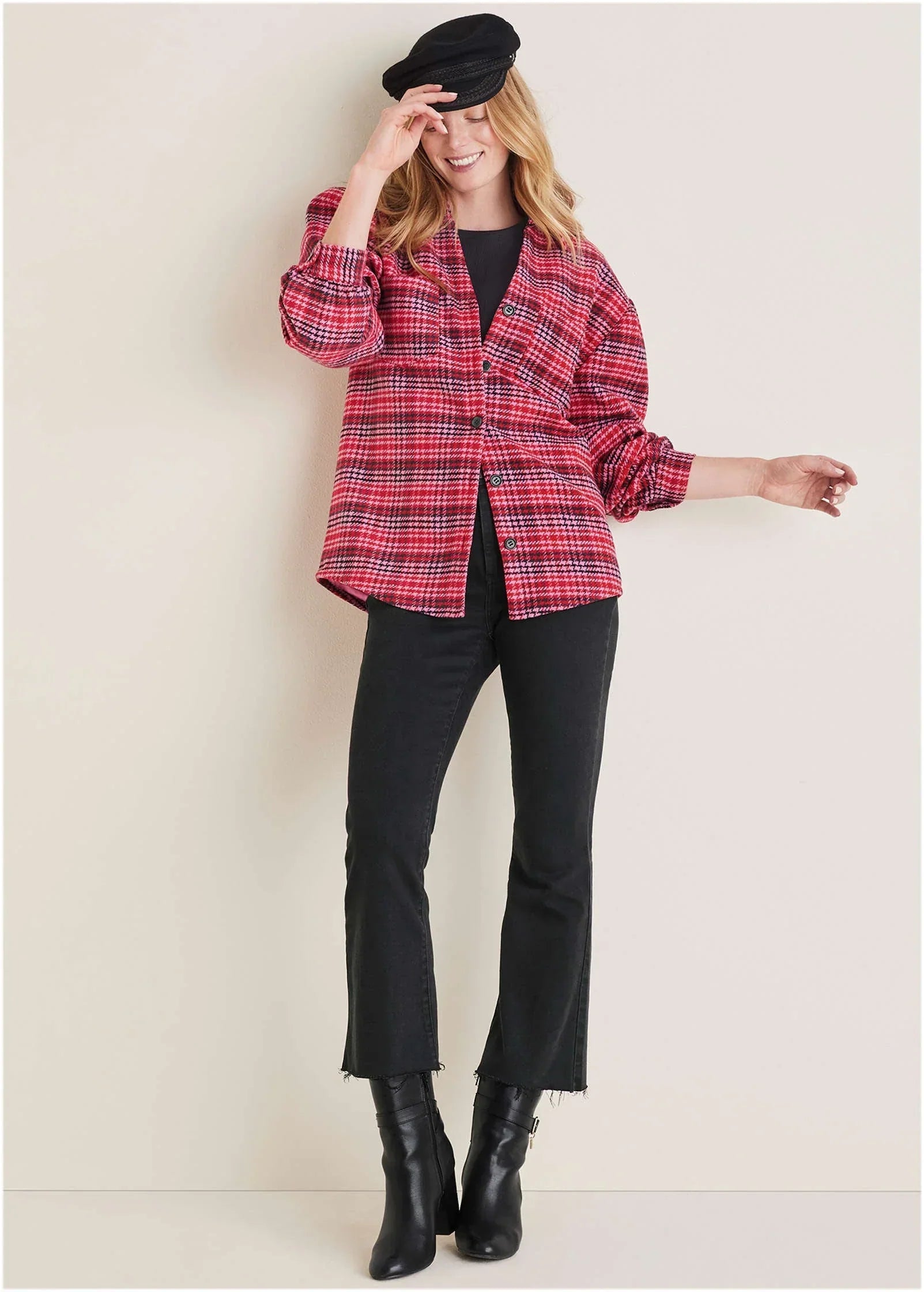 Plaid Shacket Red Multi