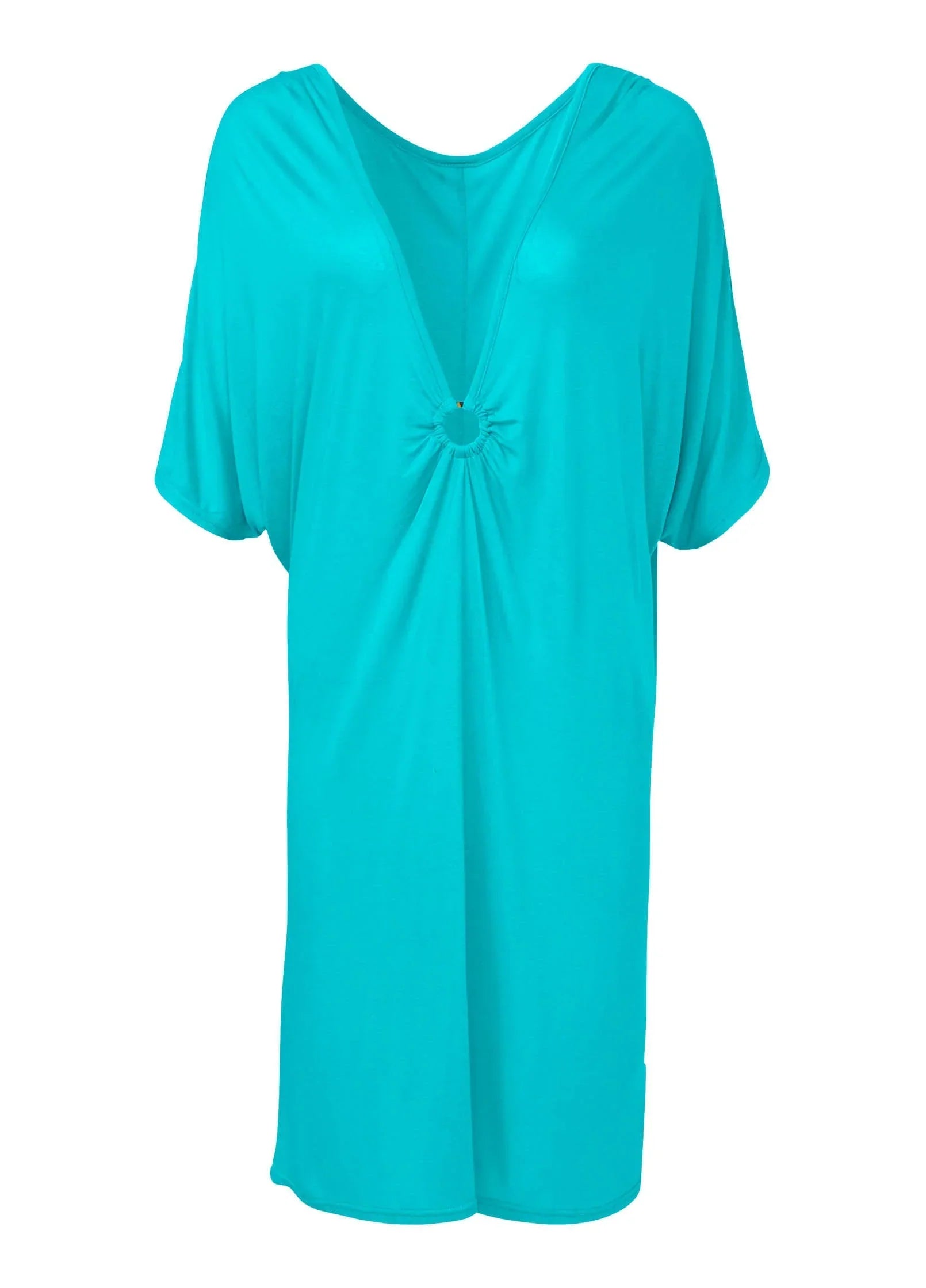 Ring Front Dolman Cover Up Aqua Reef