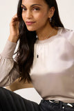 City Satin Long Sleeve Top