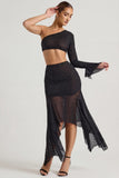 Embellished Handkerchief Hem Skirt in Black