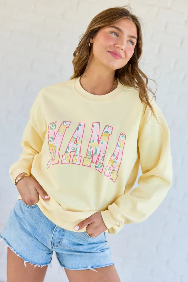 Mama Block Lemons Yellow Graphic Sweatshirt