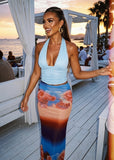Leaving Paradise Cut Out Maxi Dress Blue