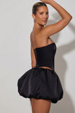 Embellished Heart Cut Out Strapless Corset Top in Black
