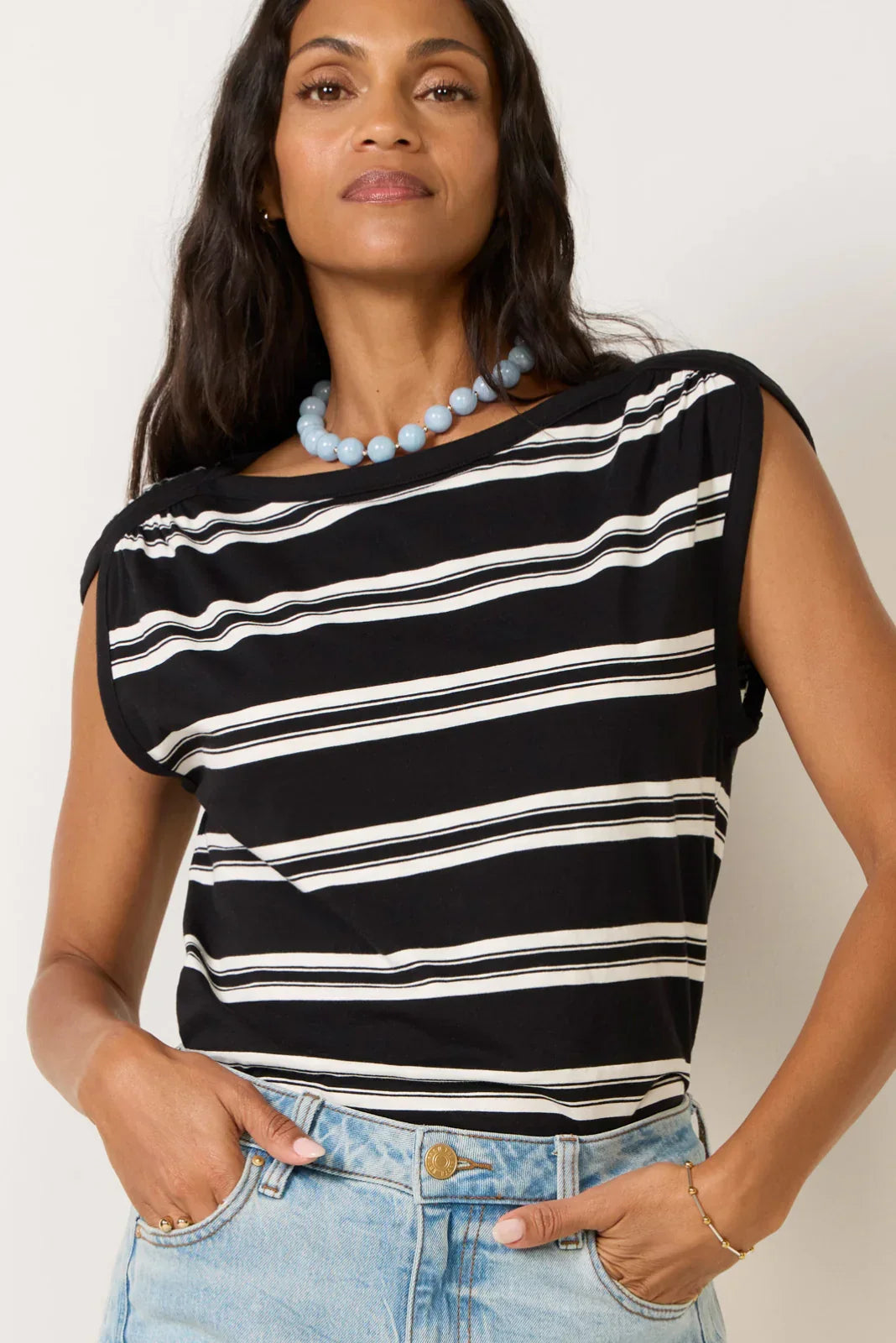Rhissa Striped Muscle Top