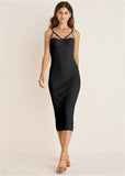 Strappy Midi Dress Jet Black