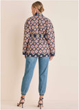 Quilted Jacket With Tie Blue Pink