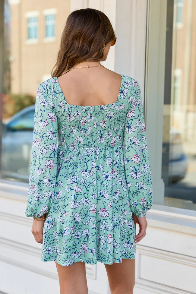 Gloria Green Floral Dress