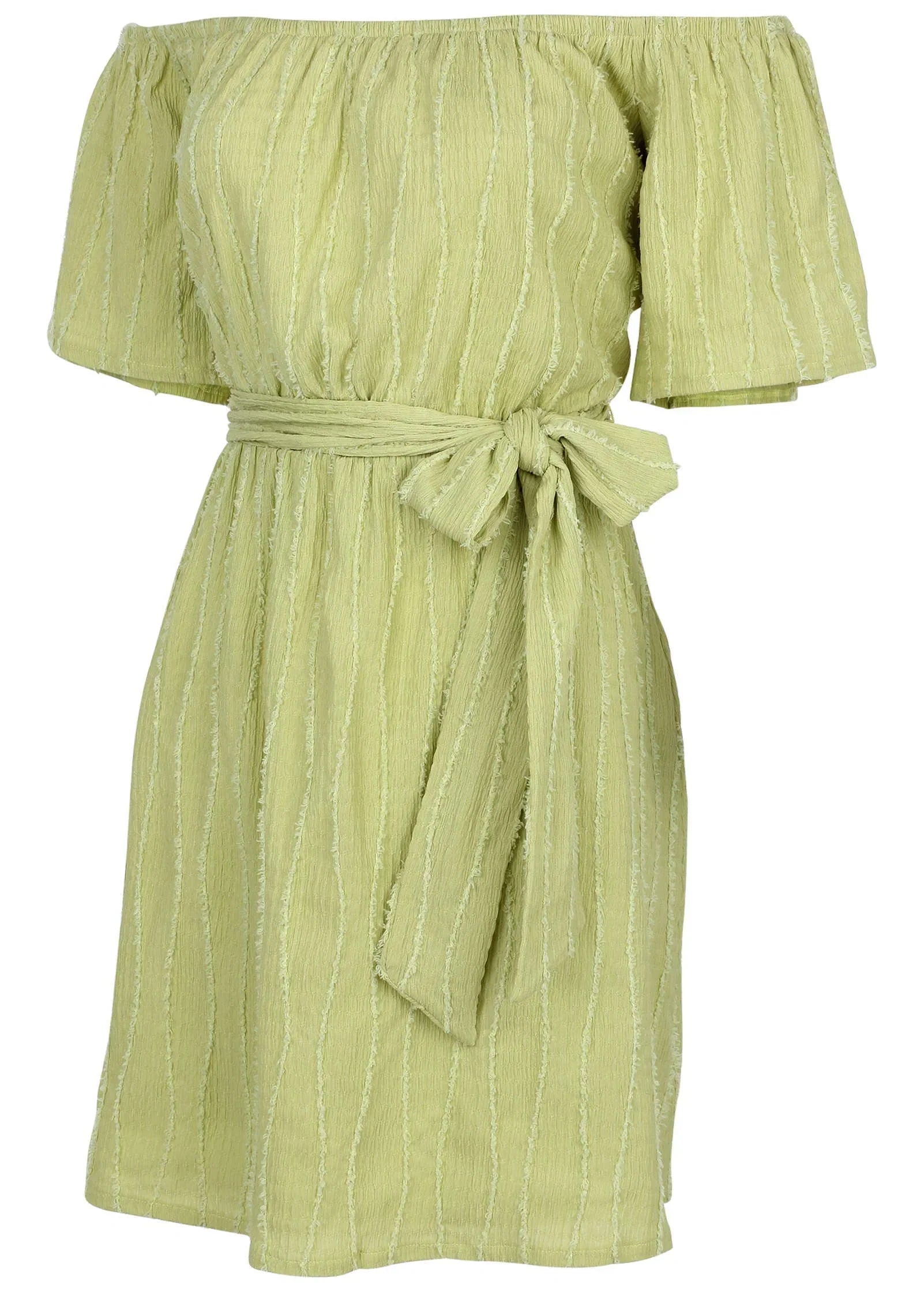 Off The Shoulder Mini Dress Light Green