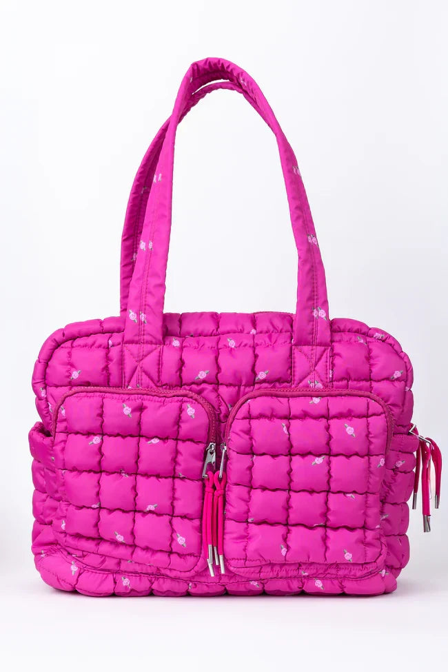 Haylie Fuchsia Petal Pop Quilted Weekender Bag