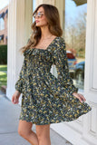 Sophia Black Floral Smocked Top Dress
