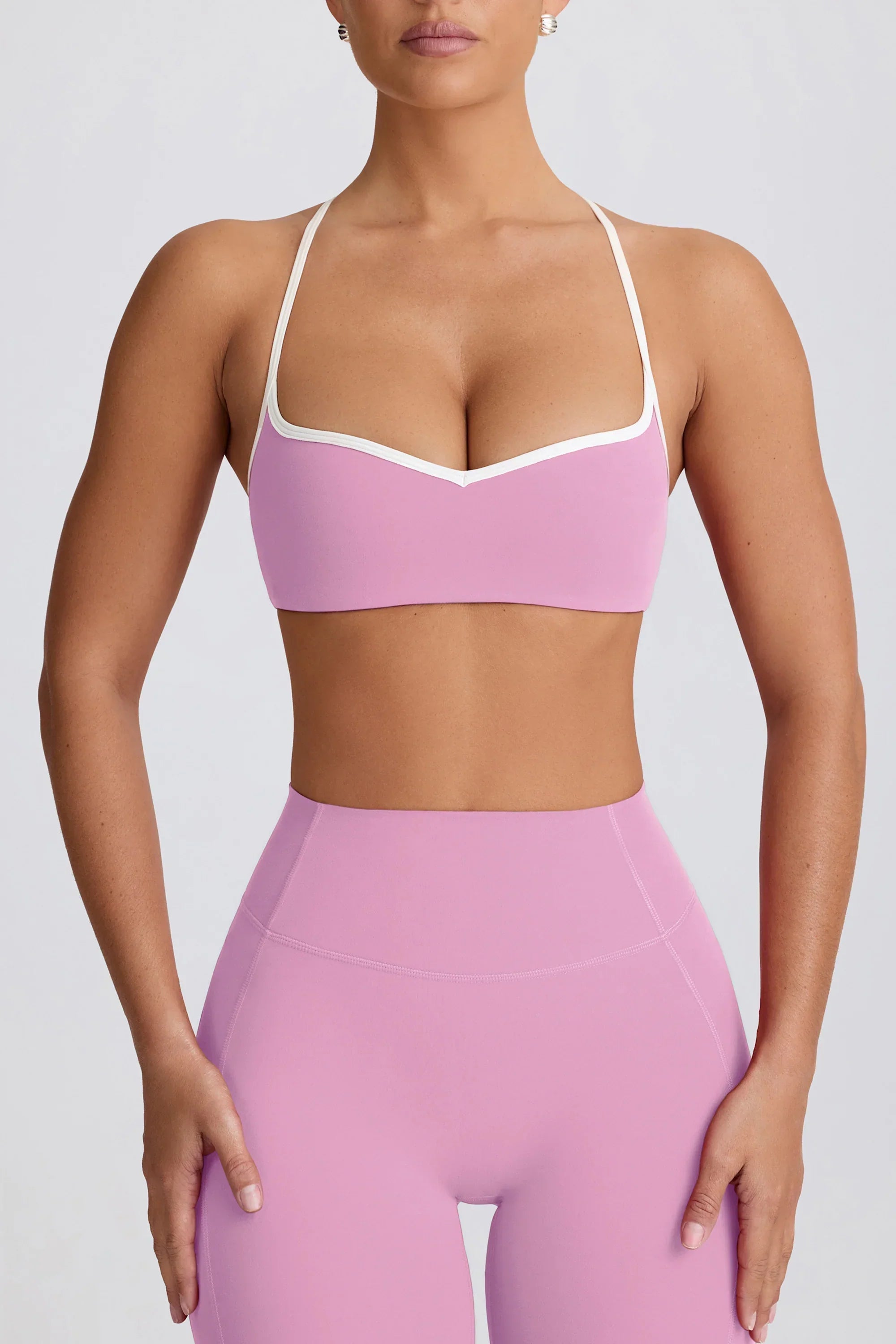 Soft Active Sweetheart Neck Sports Bra in Dusty Pink