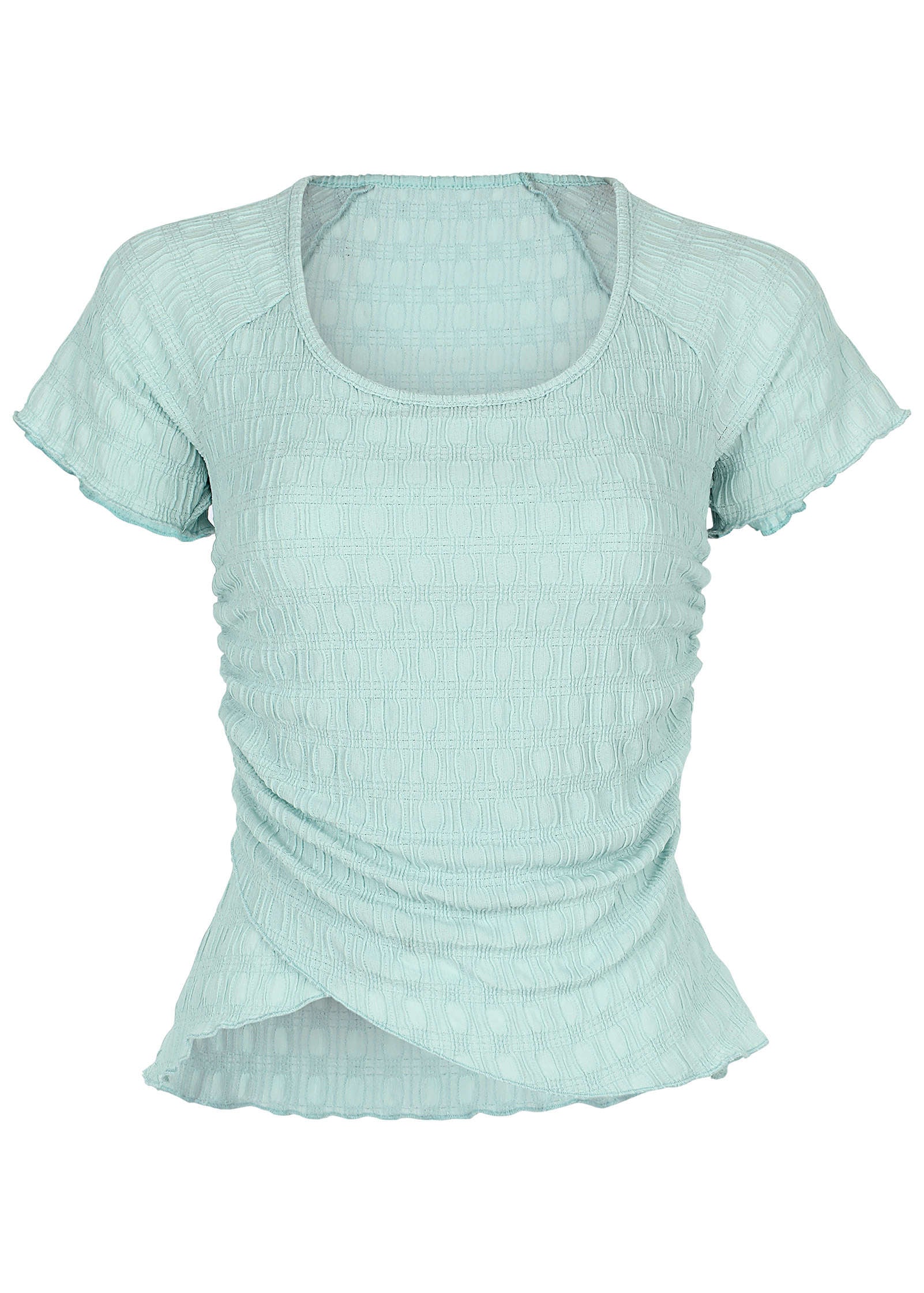 Bubbly Knit Wrap Top Dusty Mint