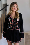 Celeste Black Floral Tie Top