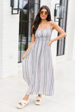 Lovingly Yours Lavendar Stripe Floral Midi Dress