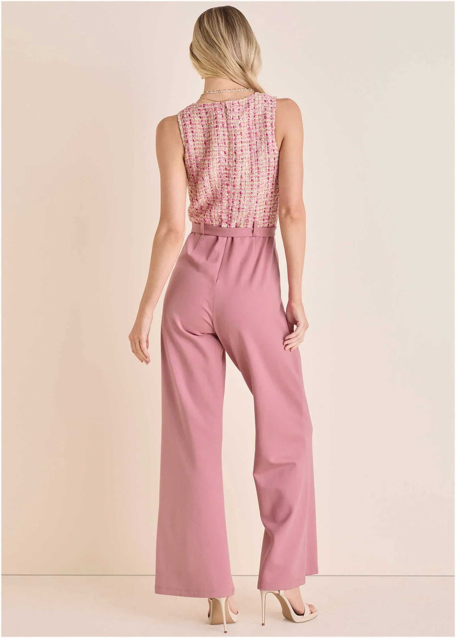 Tweed Belted Jumpsuit Polignac