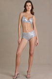 Sequin Mesh Bralette in Silver