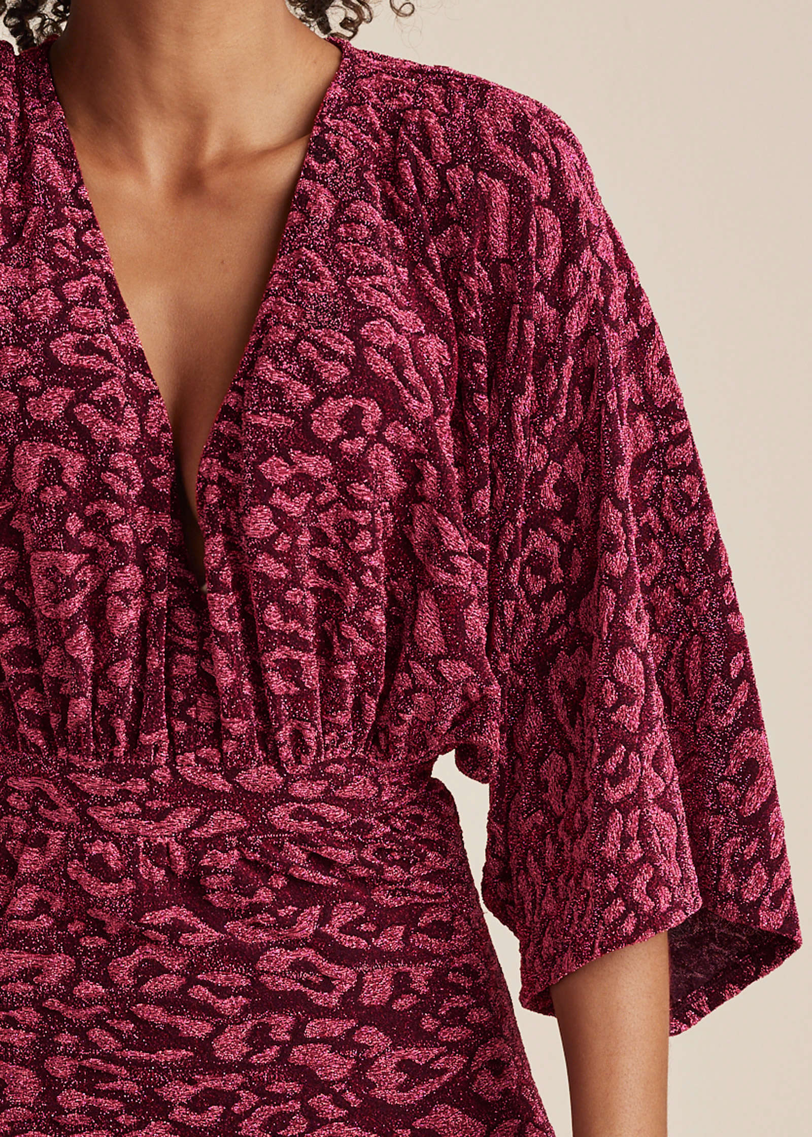 Metallic Leopard Mini Dress Black Pink