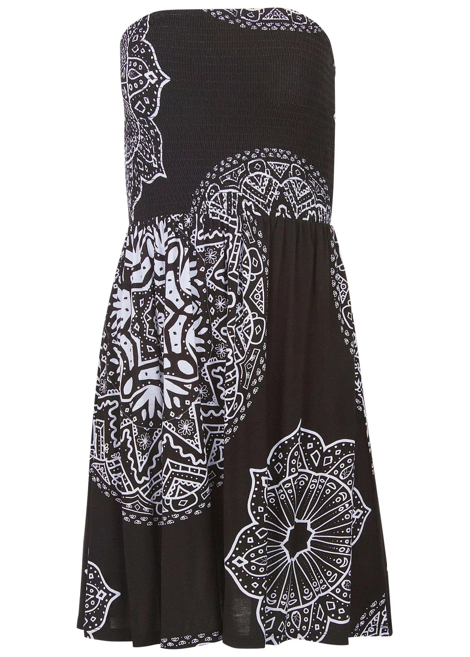 Convertible Cover Up Dress Ornate Medallion Black