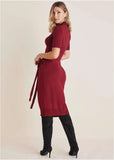 Tie Side Sweater Dress Wine
