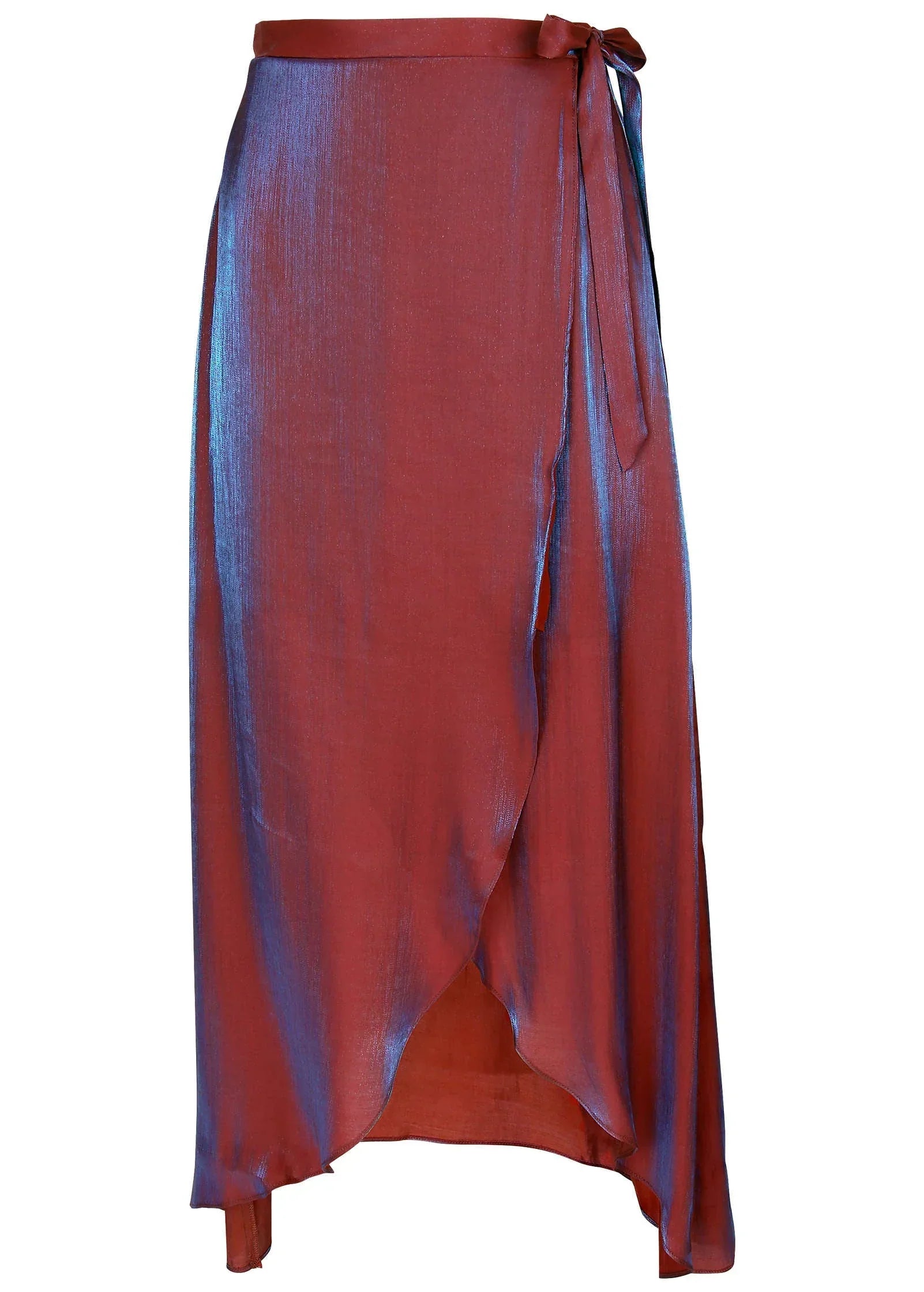 LamÃ Wrap Maxi Skirt Burgundy Lame