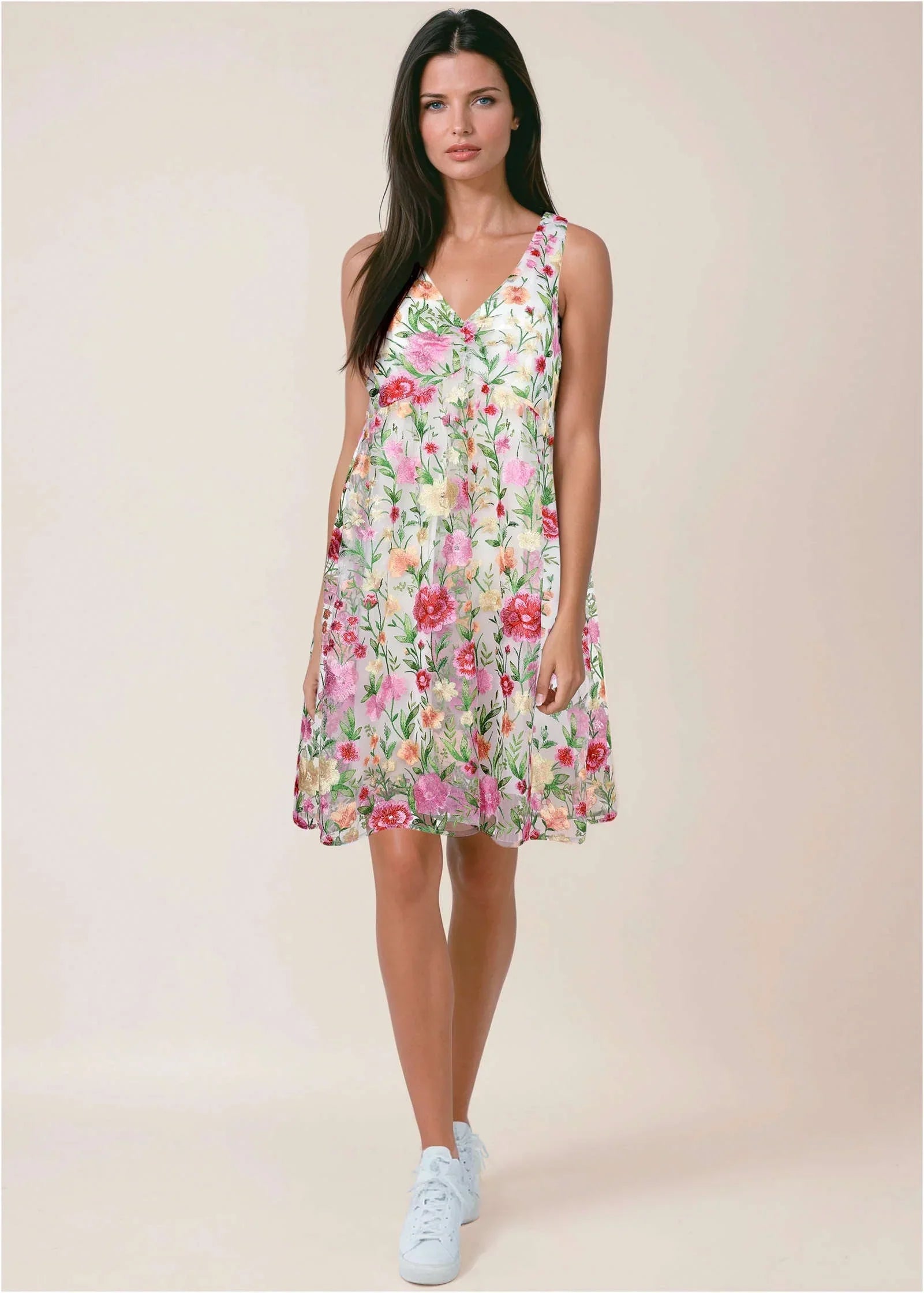Embroidered Babydoll Mini White Multi