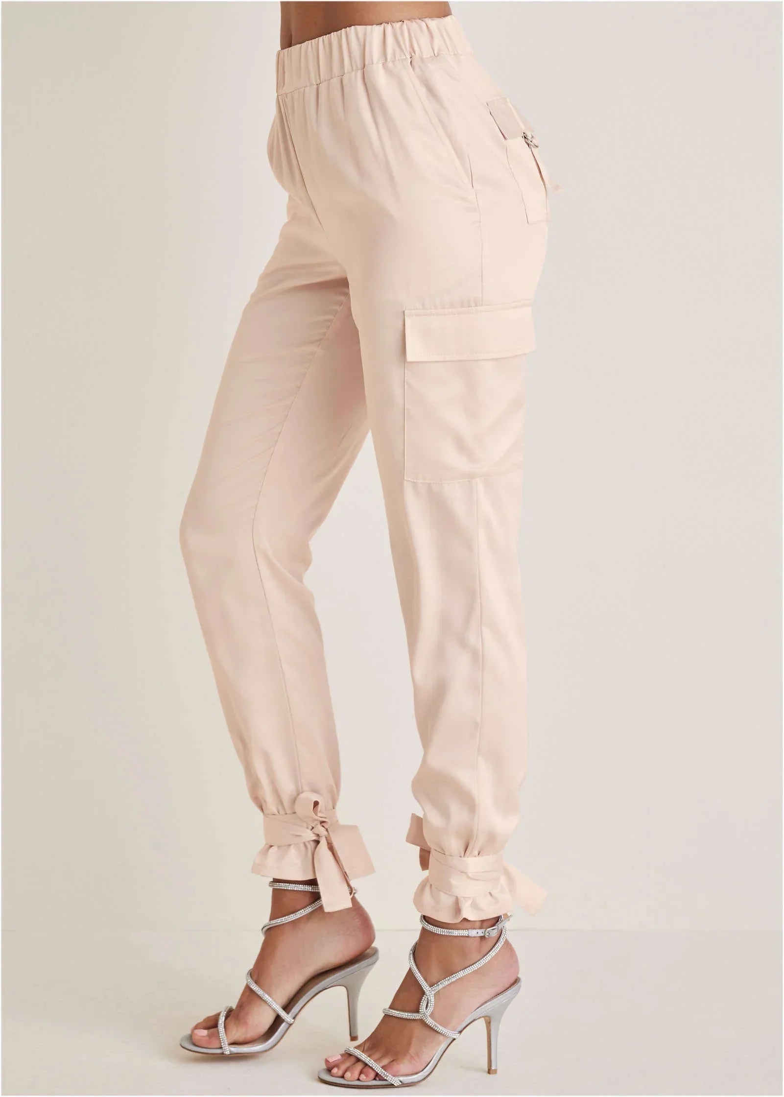 Satin Jogger Pants Peach Dust