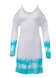 Cold Shoulder Cover Up Aqua White