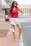 My Favorite Strawberry Embroidered Skort