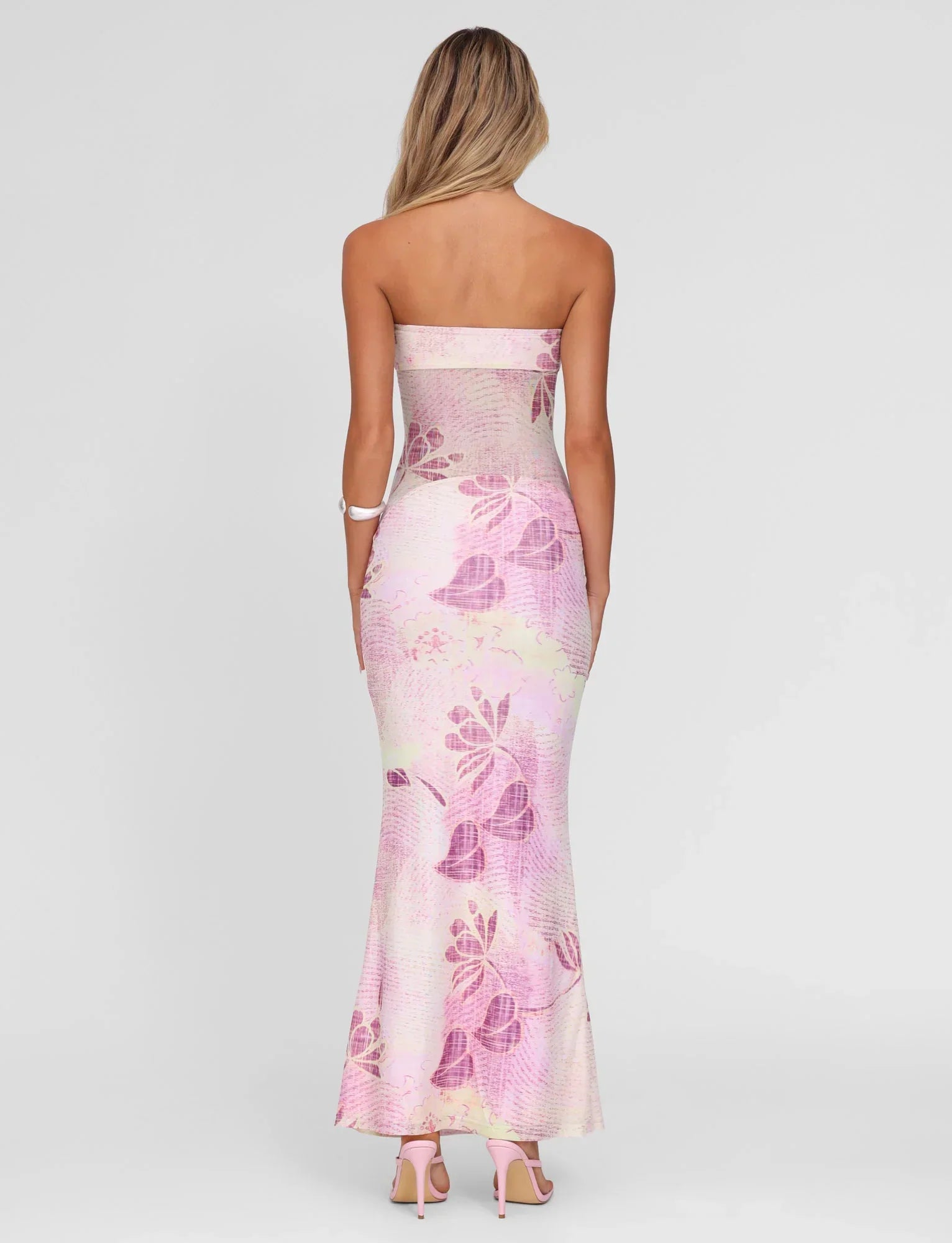 MORGAN MESH DRESS GRUNGE FLORAL MAGENTA