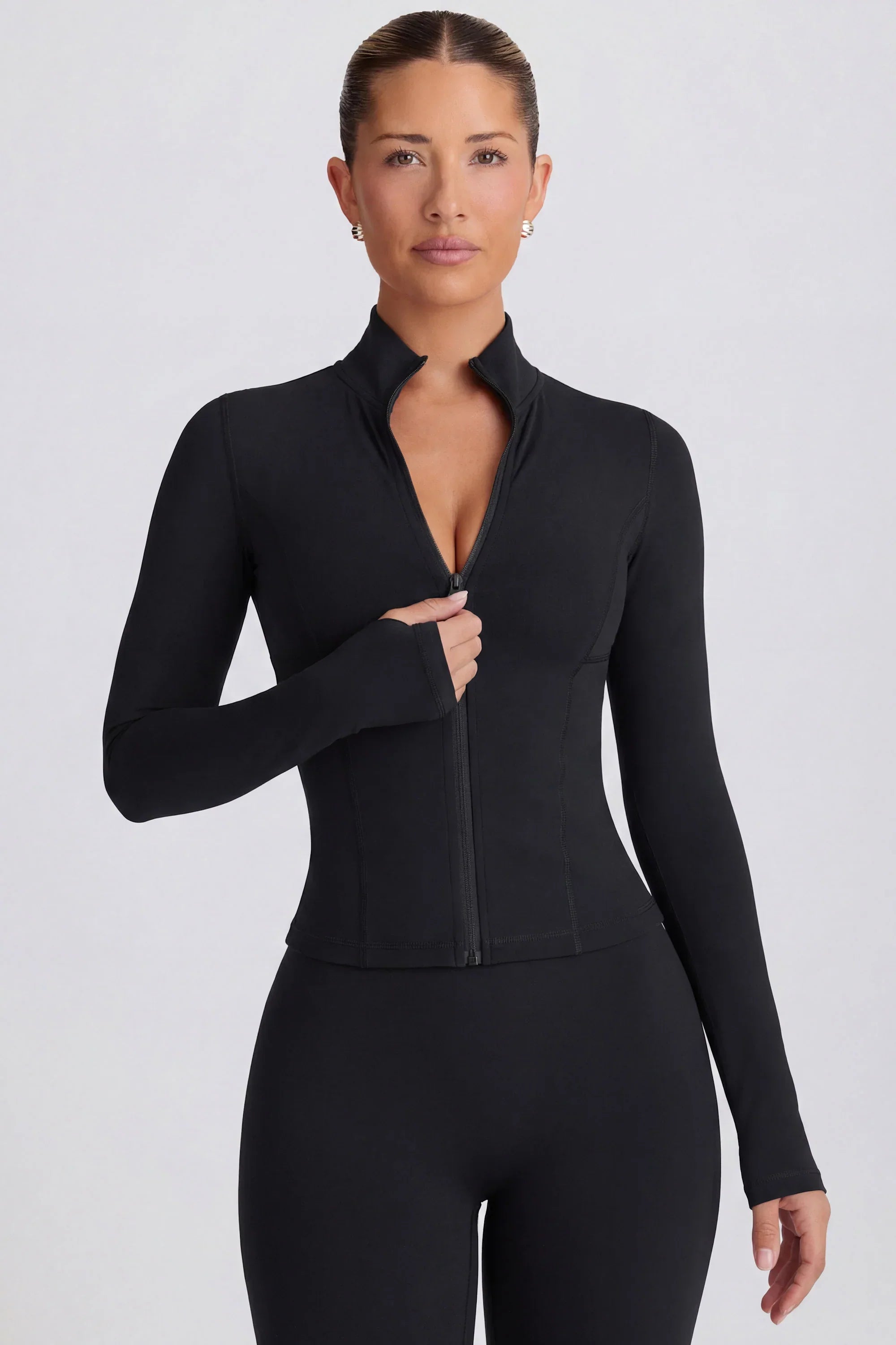 Soft Active Zip Up Jacket in Black
