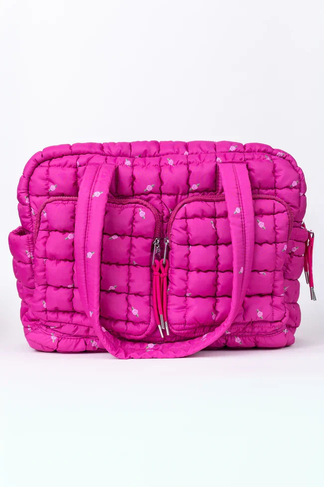 Haylie Fuchsia Petal Pop Quilted Weekender Bag